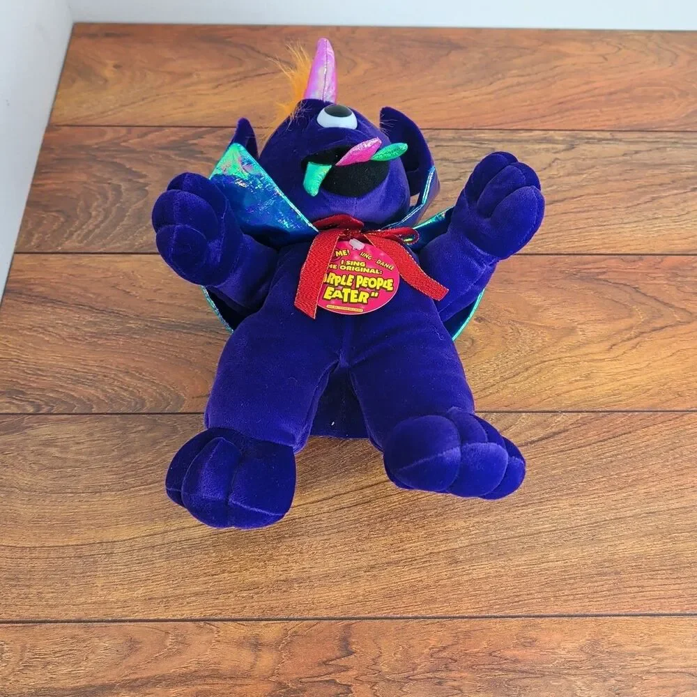 Vtg One-Eyed Purple People Eater Plush Toy Sings And Shakes Tested Works w/Tag